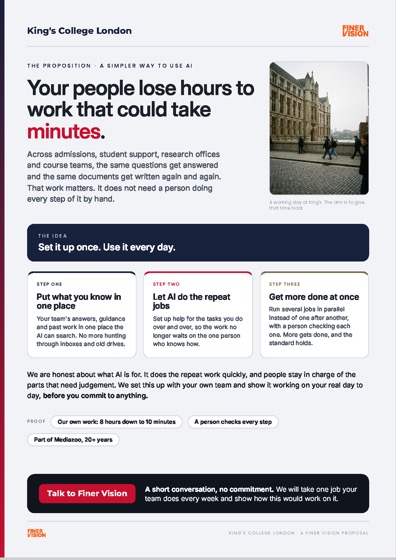 King's College London one-pager